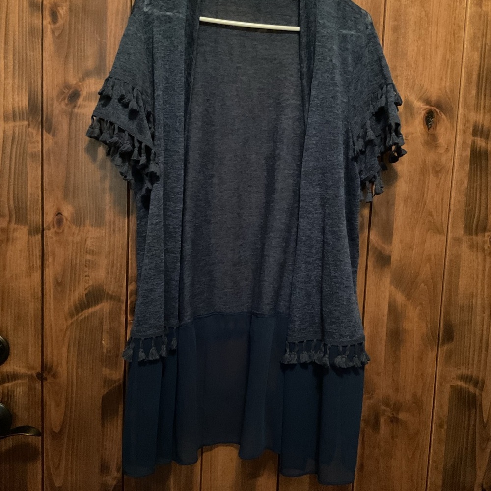 Chic Navy Cardigan with Tassel Accents